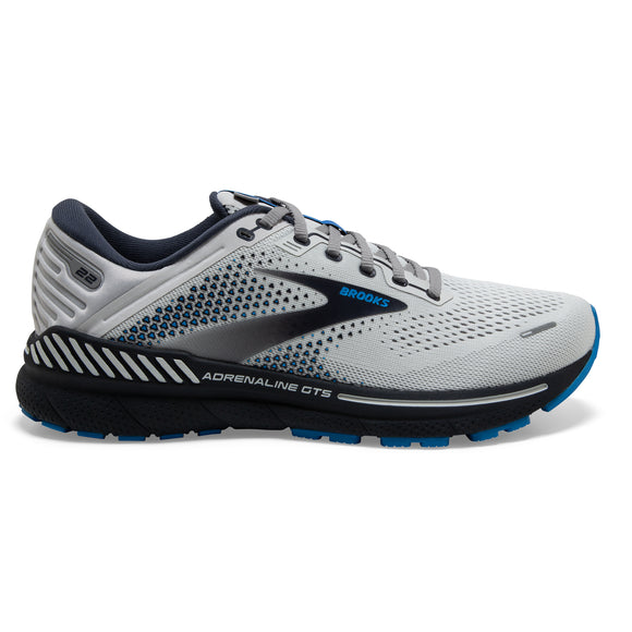 Brooks Men's 110366 023 Adrenaline GTS 22  Oyster/India Ink/Blue Cushion Support Running Shoes