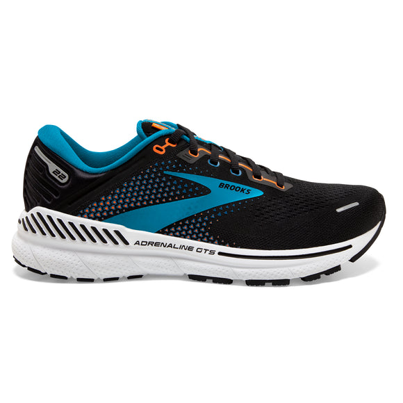 Brooks Men's 110366 034 Adrenaline GTS 22 Black/Blue/Orange Cushion Support Running Shoes