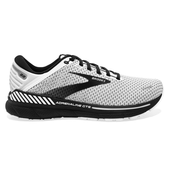 Brooks Men's 110366 135 Adrenaline GTS 22 White/Grey/Black Cushion Support Running Shoes