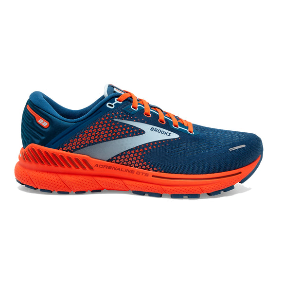 Brooks Men's 110366 404 Adrenaline GTS 22 Blue/Light Blue/Orange Cushion Support Running Shoes