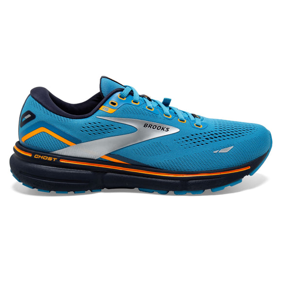 Brooks Men's  110394 480 Ghost 15 GTX Blue Peacoat Orange Cushion Neutral Waterproof Running Shoes