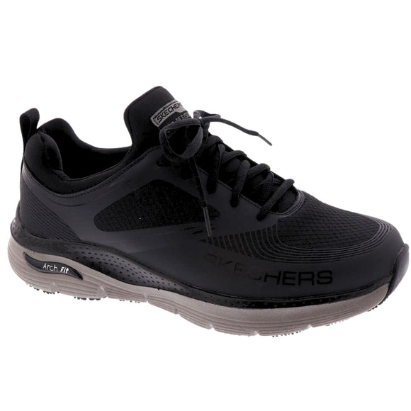 Skechers Men's 200149 Arch Fit Brayley Black Gray Slip Resistant Work Shoes