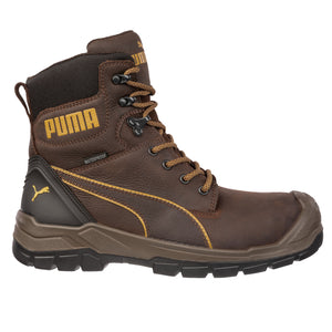 Puma Men's 630655 Conquest High Brown Waterproof Composite Safety Toe  Side-Zipper 7" Metal Free Work Boots