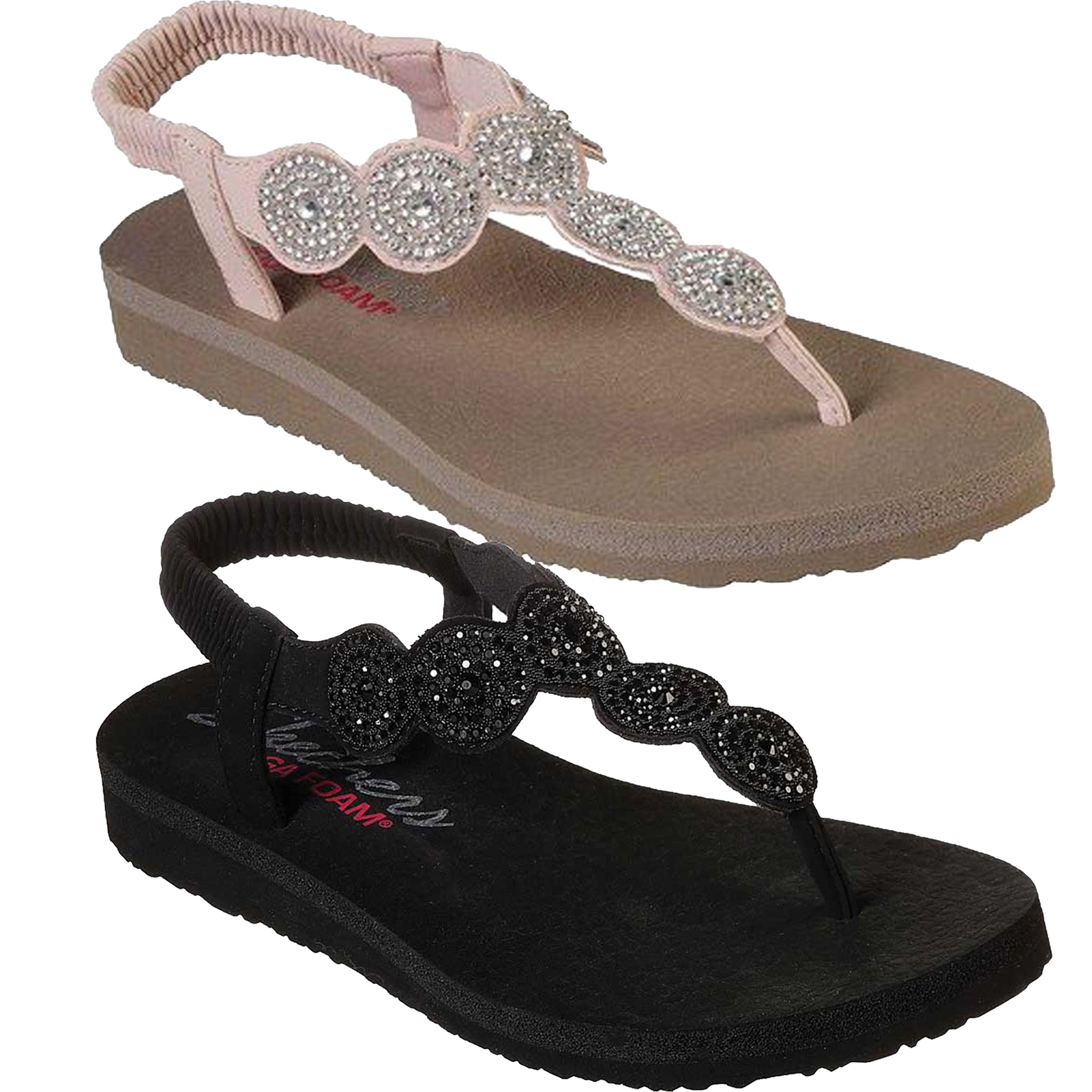 Rand India Product Skechers Women's 31755 Meditation Stars Sparkle Yoga Foam Thong Sandal –  That Shoe Store and More